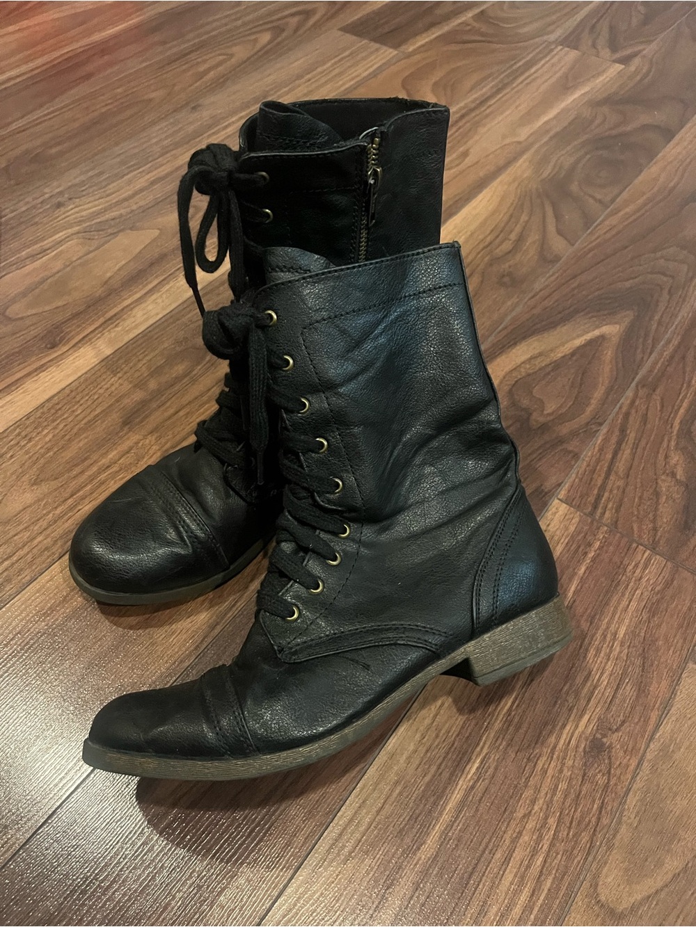 Black Lace-Up Combat Boots